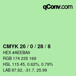 Color code: CMYK 26 / 0 / 28 / 8 | qconv.com