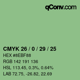 Color code: CMYK 26 / 0 / 29 / 25 | qconv.com