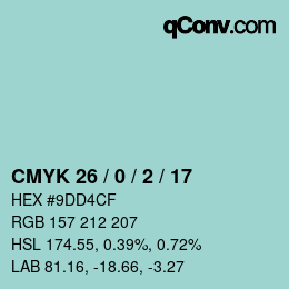 カラーコード: CMYK 26 / 0 / 2 / 17 | qconv.com