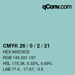 Color code: CMYK 26 / 0 / 2 / 21 | qconv.com
