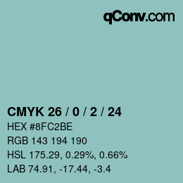 Color code: CMYK 26 / 0 / 2 / 24 | qconv.com