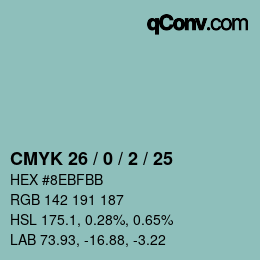 Color code: CMYK 26 / 0 / 2 / 25 | qconv.com