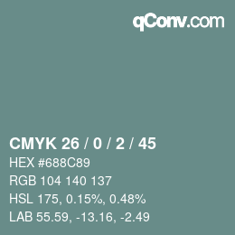 Farbcode: CMYK 26 / 0 / 2 / 45 | qconv.com
