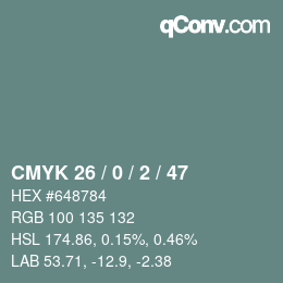 颜色代码: CMYK 26 / 0 / 2 / 47 | qconv.com