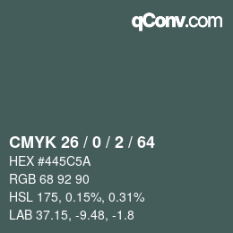 颜色代码: CMYK 26 / 0 / 2 / 64 | qconv.com