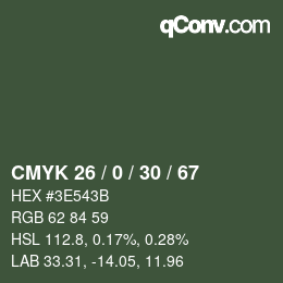 颜色代码: CMYK 26 / 0 / 30 / 67 | qconv.com