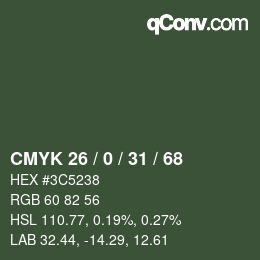 Color code: CMYK 26 / 0 / 31 / 68 | qconv.com
