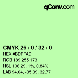 Color code: CMYK 26 / 0 / 32 / 0 | qconv.com