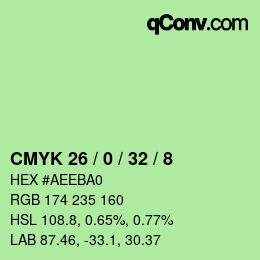 Color code: CMYK 26 / 0 / 32 / 8 | qconv.com