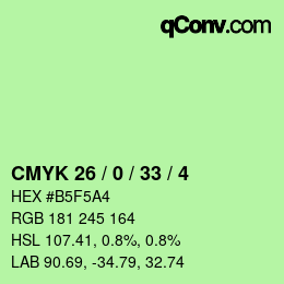 颜色代码: CMYK 26 / 0 / 33 / 4 | qconv.com
