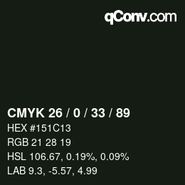 Color code: CMYK 26 / 0 / 33 / 89 | qconv.com