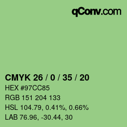 Color code: CMYK 26 / 0 / 35 / 20 | qconv.com