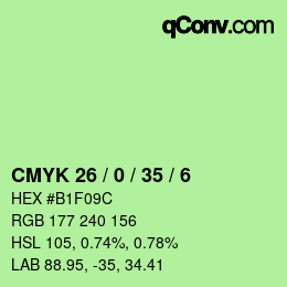 カラーコード: CMYK 26 / 0 / 35 / 6 | qconv.com