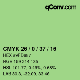 Color code: CMYK 26 / 0 / 37 / 16 | qconv.com