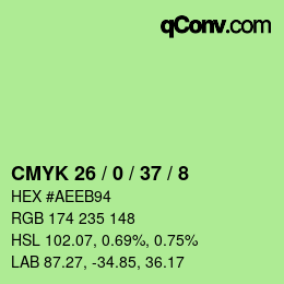 Color code: CMYK 26 / 0 / 37 / 8 | qconv.com