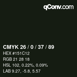 Color code: CMYK 26 / 0 / 37 / 89 | qconv.com