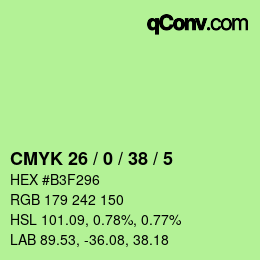 Color code: CMYK 26 / 0 / 38 / 5 | qconv.com