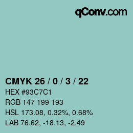 Color code: CMYK 26 / 0 / 3 / 22 | qconv.com