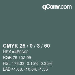 颜色代码: CMYK 26 / 0 / 3 / 60 | qconv.com