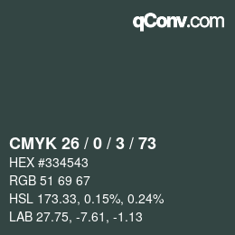 Farbcode: CMYK 26 / 0 / 3 / 73 | qconv.com