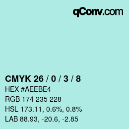 カラーコード: CMYK 26 / 0 / 3 / 8 | qconv.com