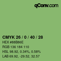 Farbcode: CMYK 26 / 0 / 40 / 28 | qconv.com