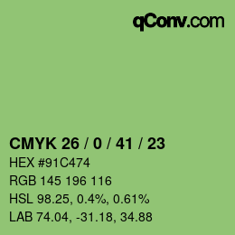 Color code: CMYK 26 / 0 / 41 / 23 | qconv.com