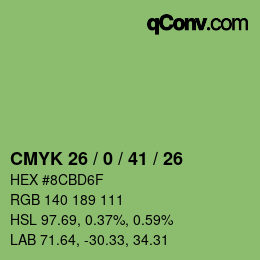 Color code: CMYK 26 / 0 / 41 / 26 | qconv.com