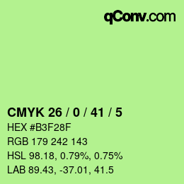 Color code: CMYK 26 / 0 / 41 / 5 | qconv.com