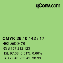 Código de color: CMYK 26 / 0 / 42 / 17 | qconv.com