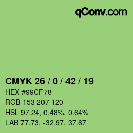Farbcode: CMYK 26 / 0 / 42 / 19 | qconv.com