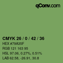 Color code: CMYK 26 / 0 / 42 / 36 | qconv.com