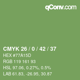 Farbcode: CMYK 26 / 0 / 42 / 37 | qconv.com