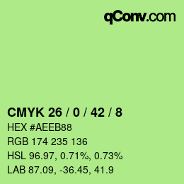 カラーコード: CMYK 26 / 0 / 42 / 8 | qconv.com
