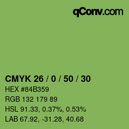 Color code: CMYK 26 / 0 / 50 / 30 | qconv.com