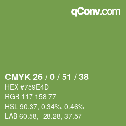 颜色代码: CMYK 26 / 0 / 51 / 38 | qconv.com