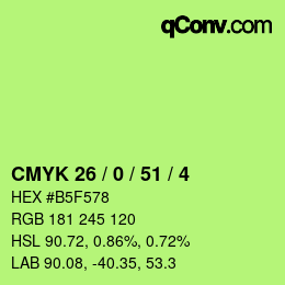 カラーコード: CMYK 26 / 0 / 51 / 4 | qconv.com