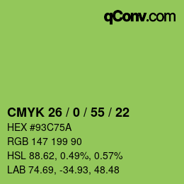 Farbcode: CMYK 26 / 0 / 55 / 22 | qconv.com