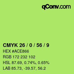 Color code: CMYK 26 / 0 / 56 / 9 | qconv.com