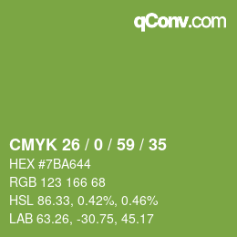 カラーコード: CMYK 26 / 0 / 59 / 35 | qconv.com
