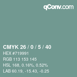 Farbcode: CMYK 26 / 0 / 5 / 40 | qconv.com