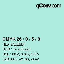 カラーコード: CMYK 26 / 0 / 5 / 8 | qconv.com