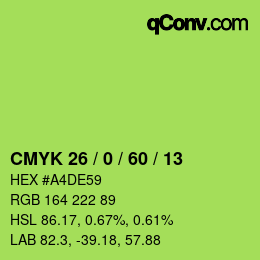 カラーコード: CMYK 26 / 0 / 60 / 13 | qconv.com