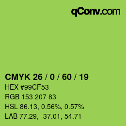 颜色代码: CMYK 26 / 0 / 60 / 19 | qconv.com