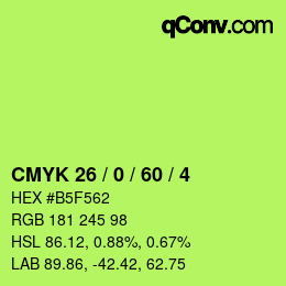 カラーコード: CMYK 26 / 0 / 60 / 4 | qconv.com