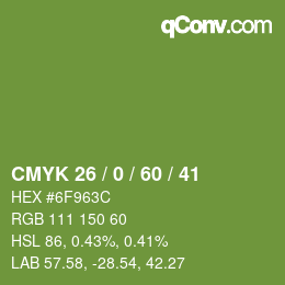 颜色代码: CMYK 26 / 0 / 60 / 41 | qconv.com