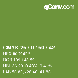 カラーコード: CMYK 26 / 0 / 60 / 42 | qconv.com