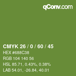 Color code: CMYK 26 / 0 / 60 / 45 | qconv.com