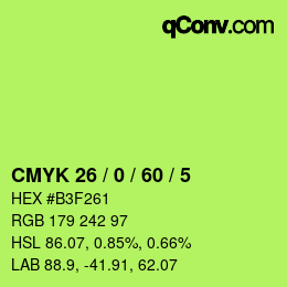 Color code: CMYK 26 / 0 / 60 / 5 | qconv.com