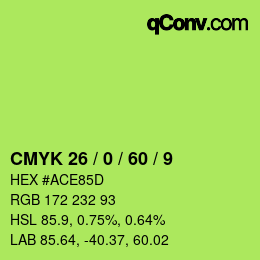 Color code: CMYK 26 / 0 / 60 / 9 | qconv.com